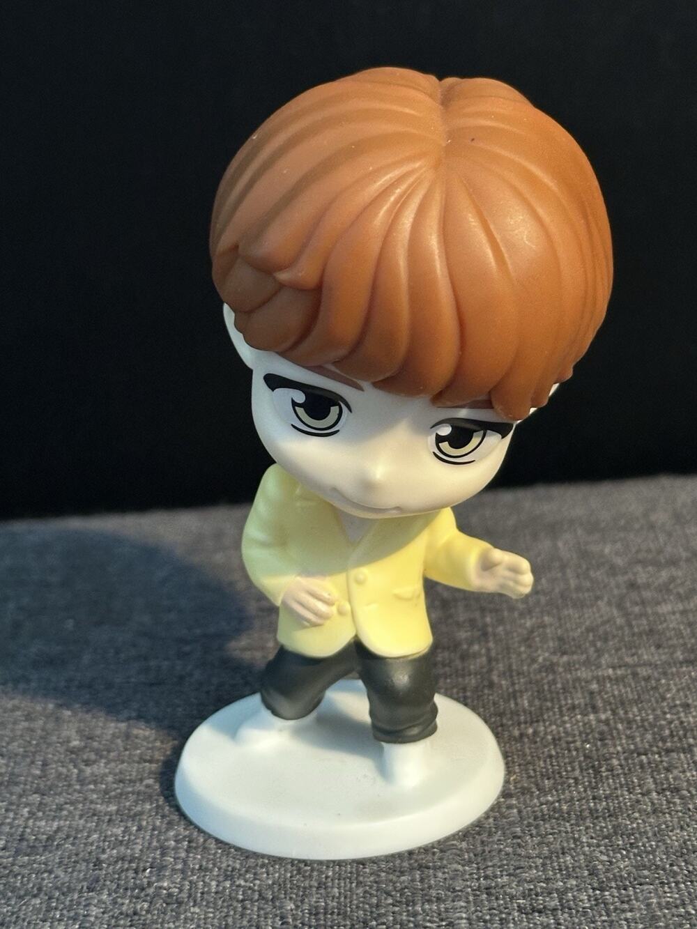 BTS TinyTAN Style K-Pop Boy Figure Brown Hair Yellow Jacket 3.5" Figurine